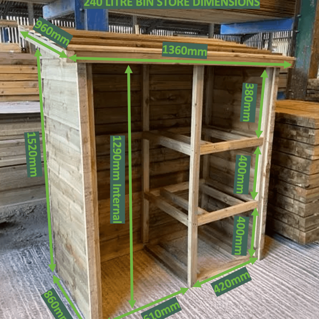Wheelie Bin Store - For 240 Litre Bins - Decking Delivery
